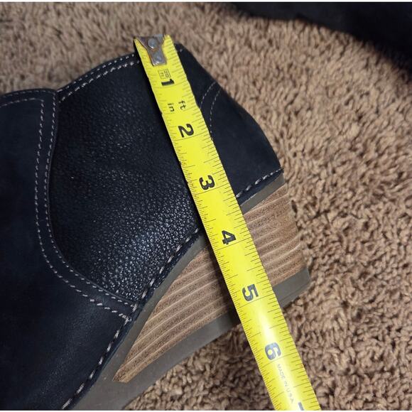 Dansko susan wedge bootie ankle heeled comfort shoe black nubuck leather 37 - Picture 9 of 9